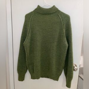 Turtleneck Sweater 100% Wool Green Quaker Marine Supply Co